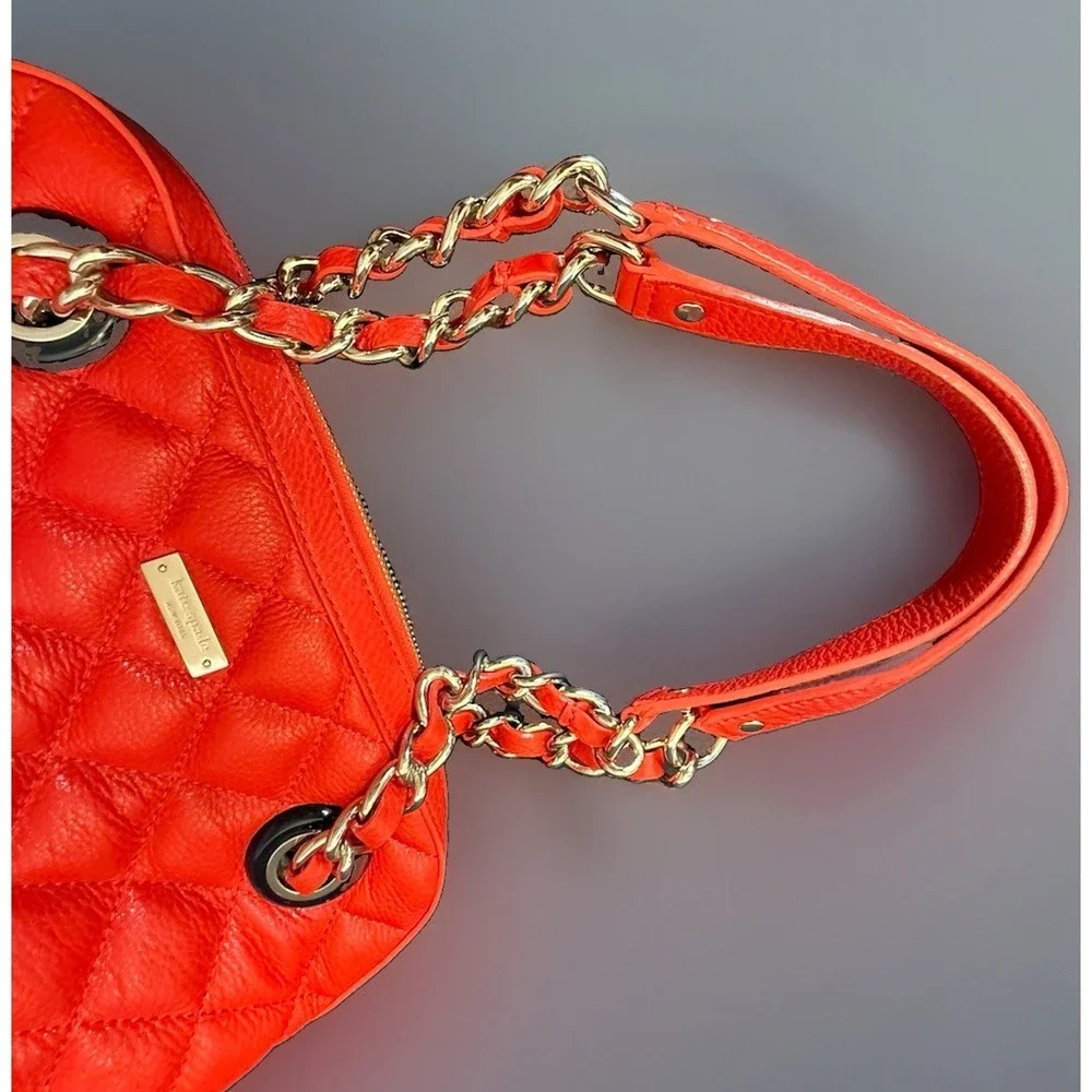 Kate Spade Gold Coast Georgina Quilted Leather Bag Maraschino Cherry Red EXC